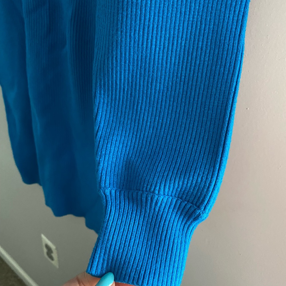 Blue Ribbed Knit Dress - Picture 2 of 6